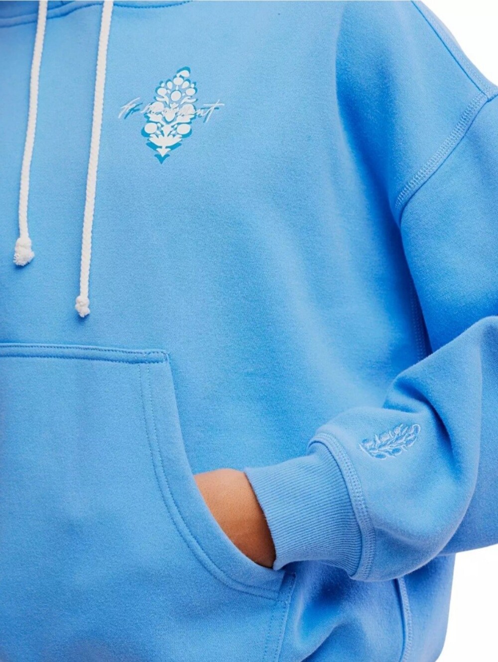 Free People Movement Final Call Front Logo Hoodie Riviera Blue Combo Small - Picture 4 of 11